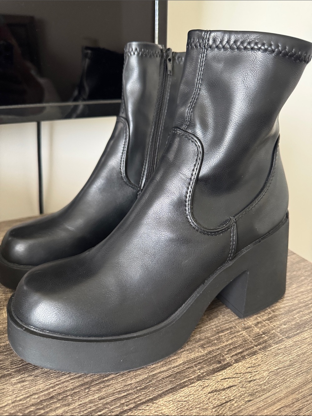 Madden Girl Black Chunky Platform Ankle Boots